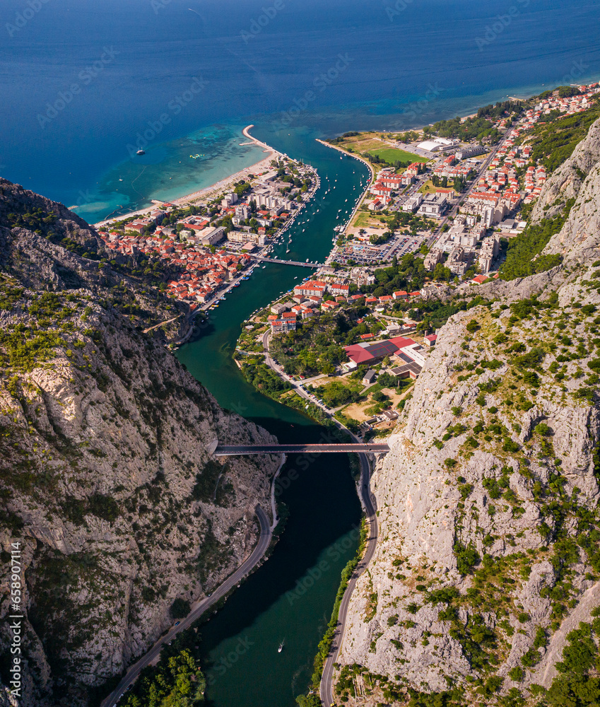 Aerial view of Omiš, Croatia