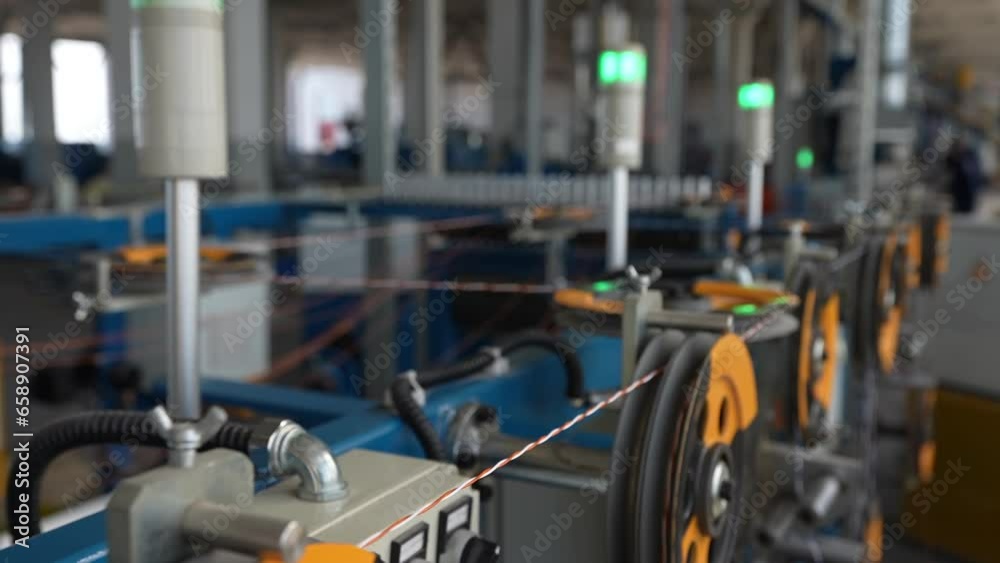 Spool copper wire on double twist bunching machine industrial.
Spool copper wire on double twist bunching machine industrial.