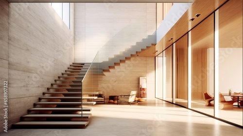 Glass staircase for minimal interiors