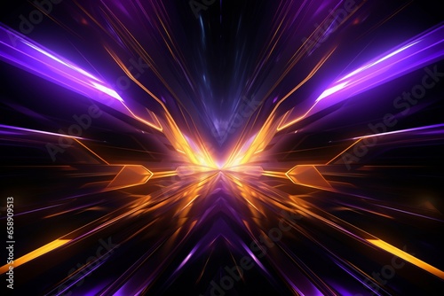 Stunning Abstract Futuristic Dark Background with Neon Purple and Yellow Glow