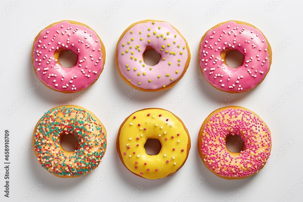 Vibrant Set of Delicious Donuts on a Transparent Background: Isolated Top View Design Element Vibrant Set of Delicious Donuts on a Transparent Background: Isolated Top View Design Element