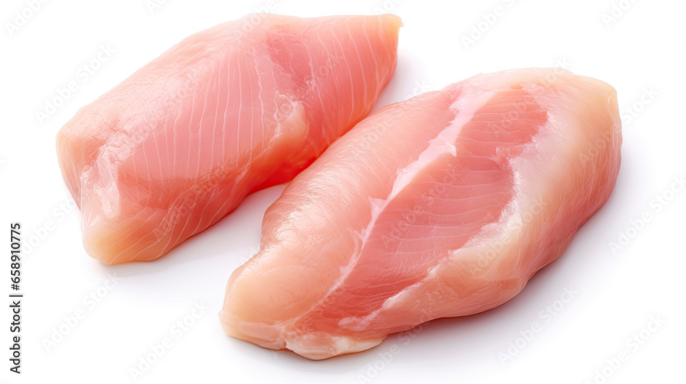 Fresh chicken meat isolated on white background. Generative Ai Fresh chicken meat isolated on white background. Generative Ai