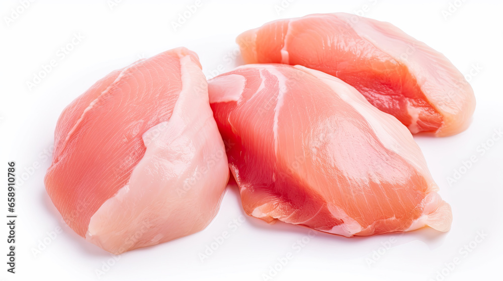 Fresh chicken meat isolated on white background. Generative Ai Fresh chicken meat isolated on white background. Generative Ai