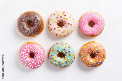 Vibrant Set of Delicious Donuts on a Transparent Background: Isolated Top View Design Element