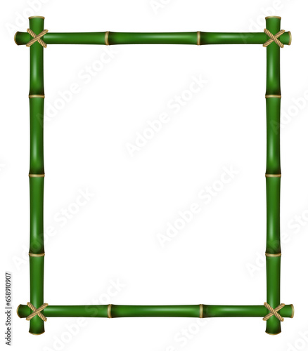 Bamboo rectangle frame. Empty green stick board
