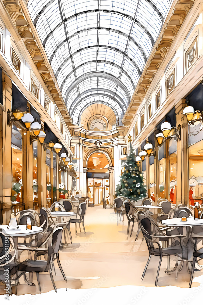 Fototapeta premium Illustration of beautiful view of Milano, Italy