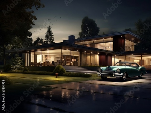 Modern attractive house exterior design generative ai © tanjidvect