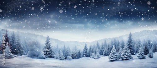 Snowy winter Christmas scenery With copyspace for text
