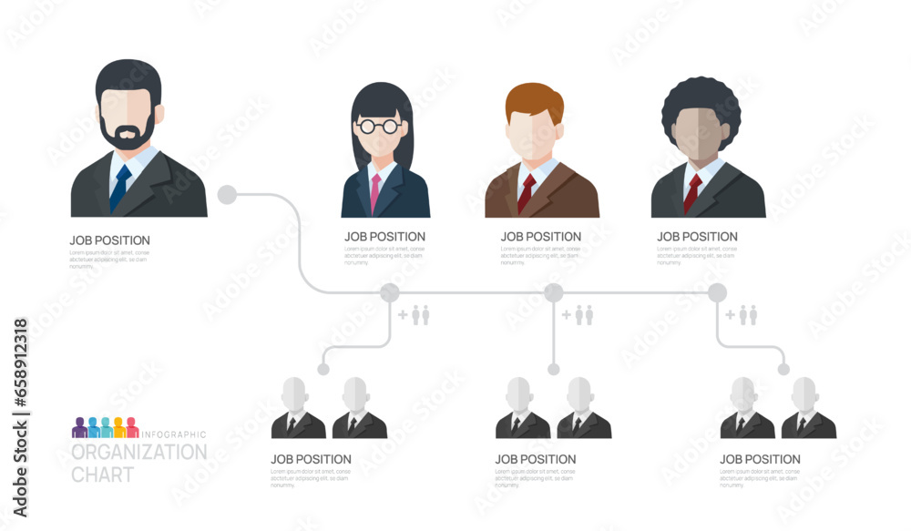 Infographic template for organization chart with business avatar icons. vector infographic for business. Infographic template for organization chart with business avatar icons. vector infographic for business.