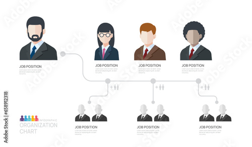 Infographic template for organization chart with business avatar icons. vector infographic for business.