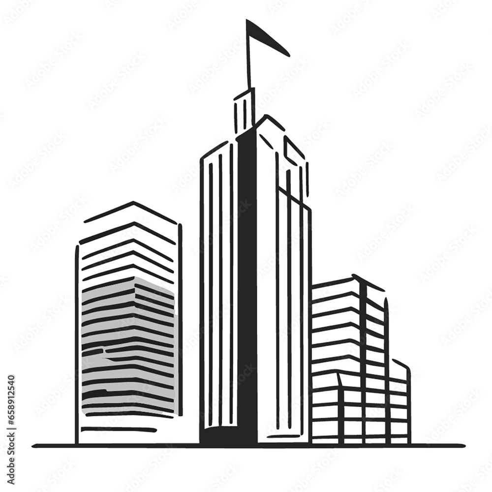 skyscrapers in black and white