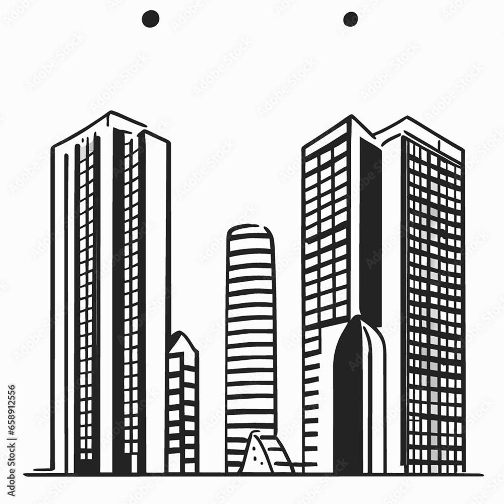 skyscrapers in black and white