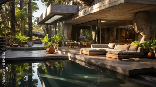 exterior design pool villa with living room © Mas