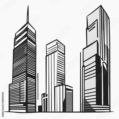 skyscrapers in black and white