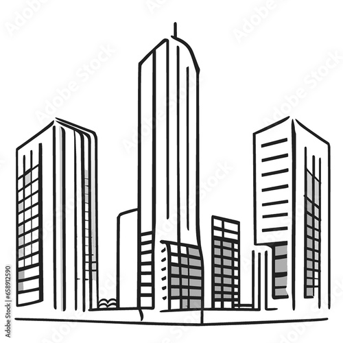 skyscrapers in black and white