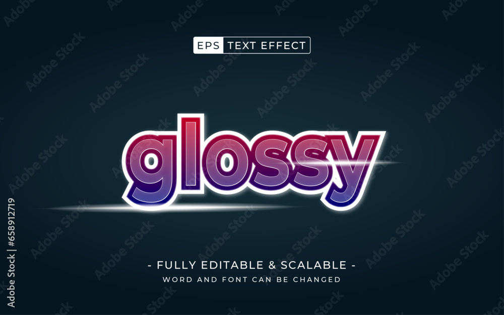 Glossy 3d editable text effect style