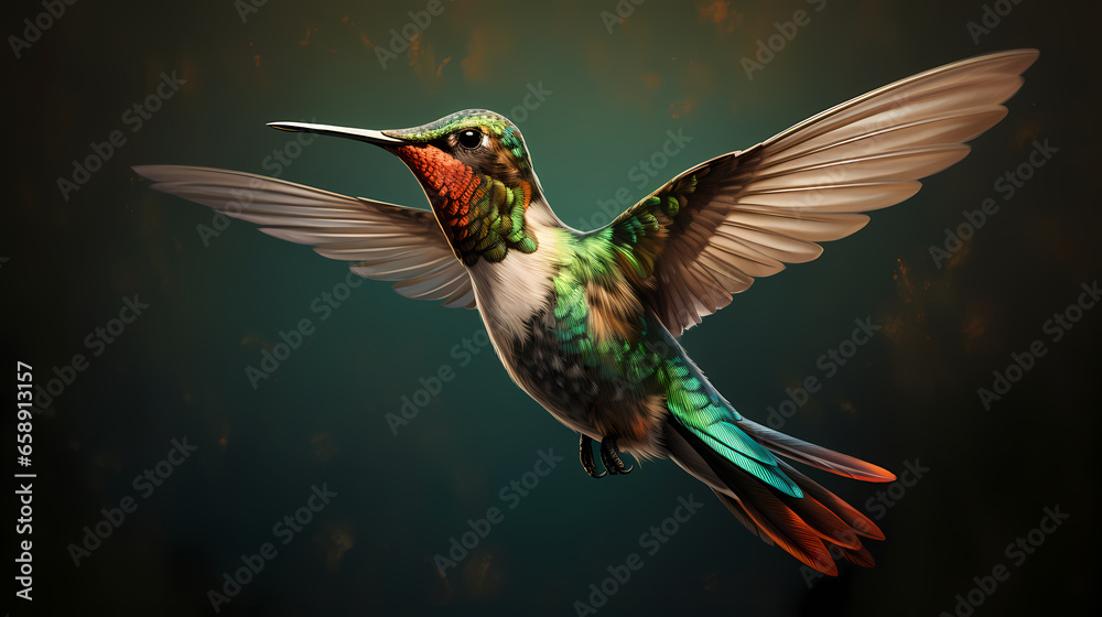 Fototapeta premium Graceful hummingbird, realistic yet endearingly fluffy