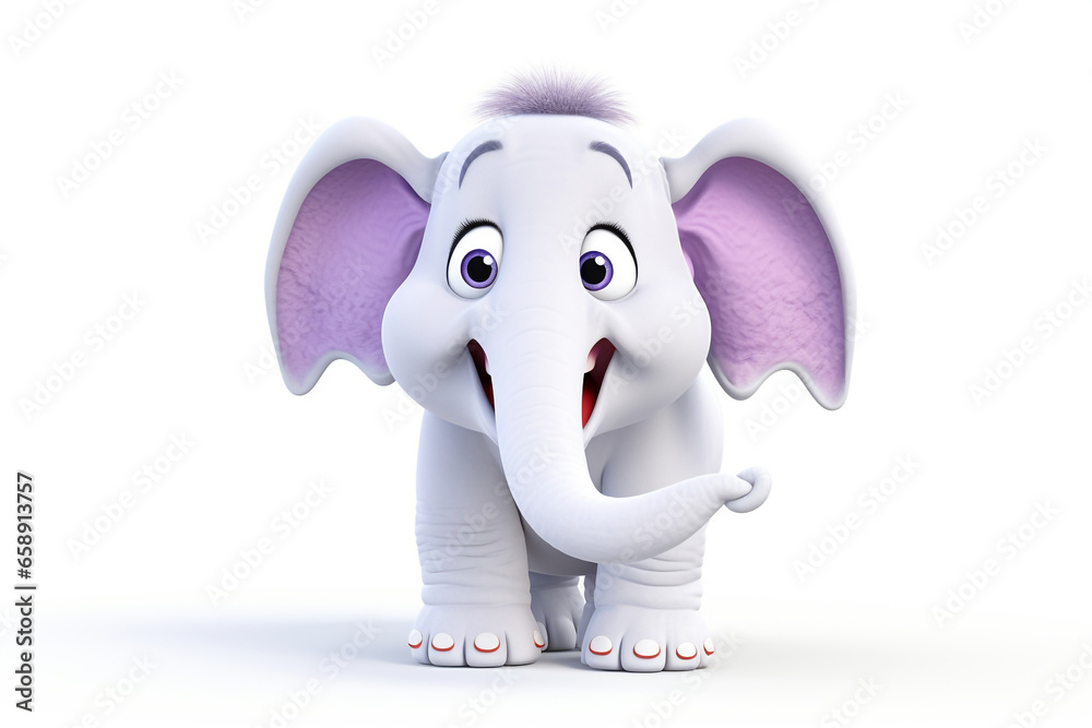 cute cartoon elephant monster on white background