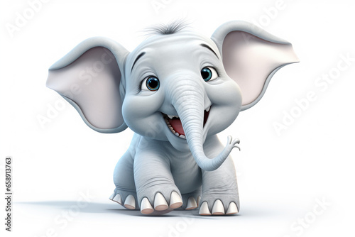 cute cartoon elephant monster on white background