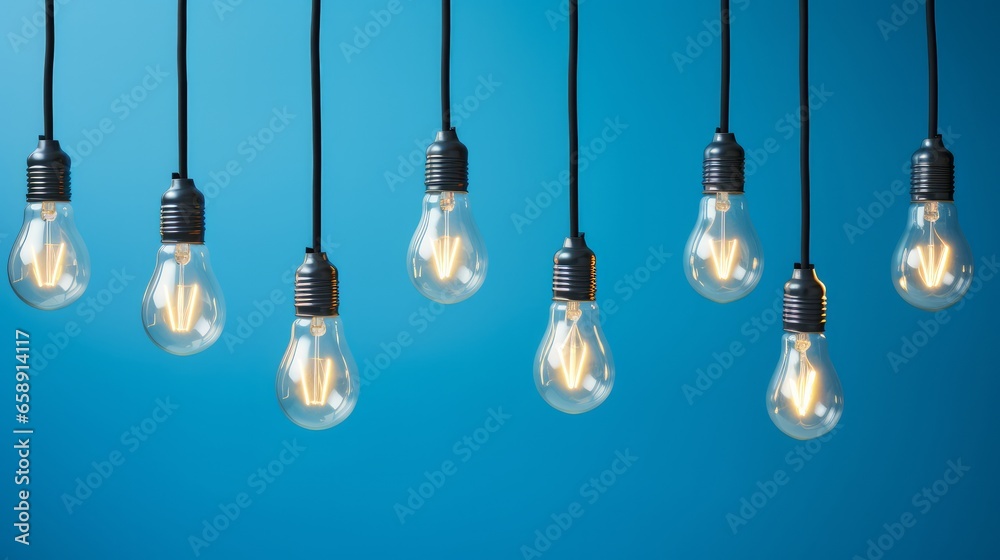 Lightbulbs on blue background, idea concept Lightbulbs on blue background, idea concept