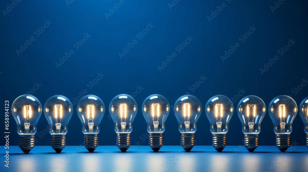 Lightbulbs on blue background, idea concept Lightbulbs on blue background, idea concept