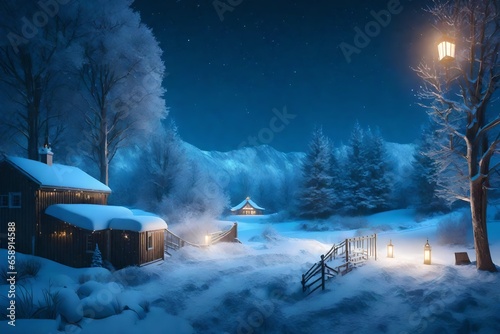 winter landscape in the night