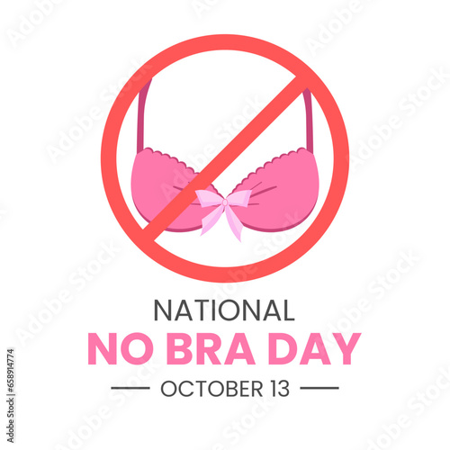 Vector Graphic of National No Bra Day with Pink bra and ribbon on red cross