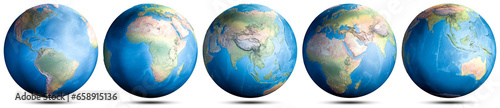 World globe planet map set