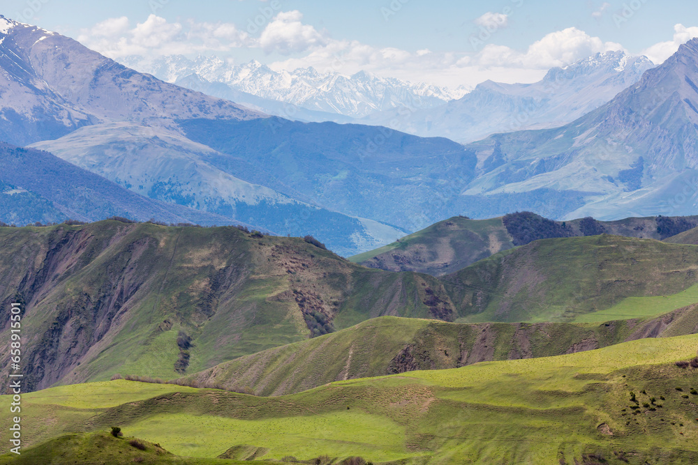 Panoramic view of the Caucasus mountains