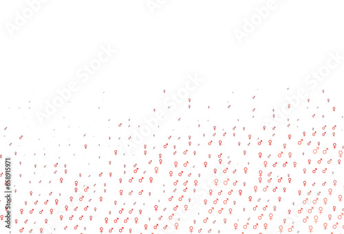 Light red vector background with gender symbols.