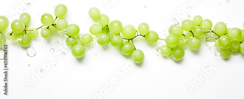 Branch with grape illustration isolated on white background. Grape with leaves. Fruit healthy food.