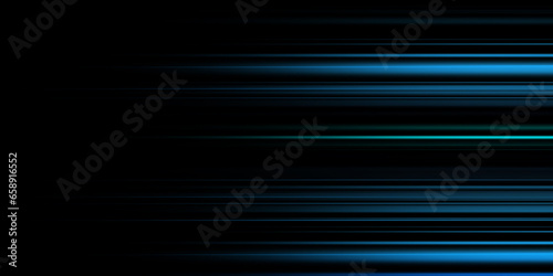 Horizontal glare. Laser beams, horizontal beams of light. Beautiful light flashes. Glowing stripes on a dark background