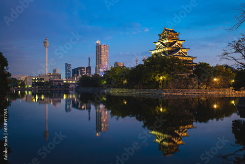 Main keep of Hiroshima Castle, aka Carp Castle, in Hiroshima, Japan