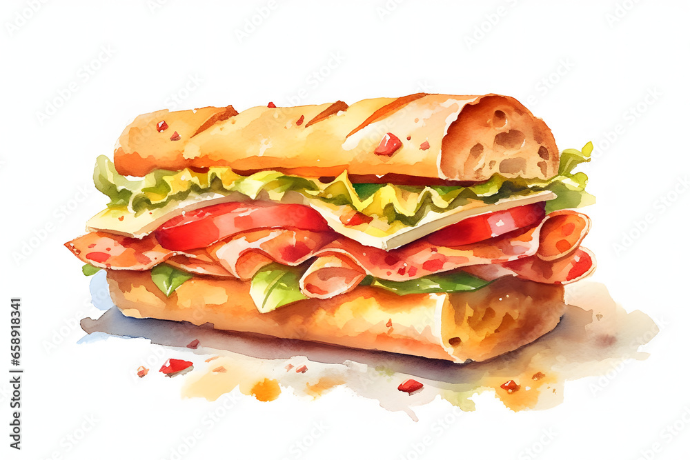 Sandwich Watercolor art Style