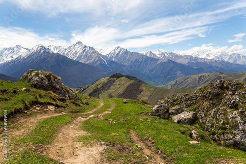 Panoramic view of the Caucasus mountains