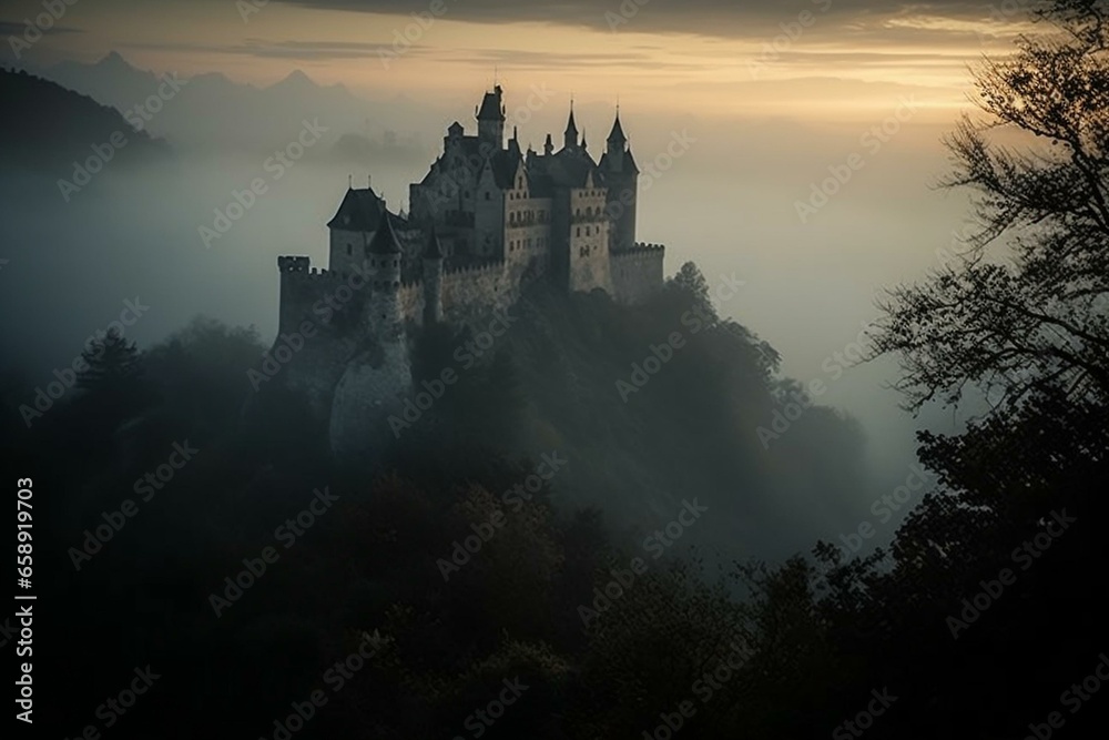 Ancient Castle's Secrets Revealed in the Twilight Haze