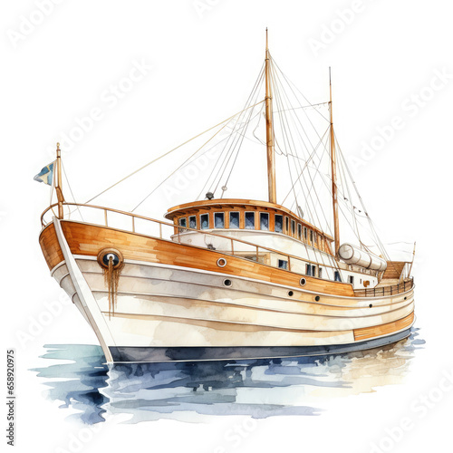 luxurious boat ship Illustration, Generative Ai