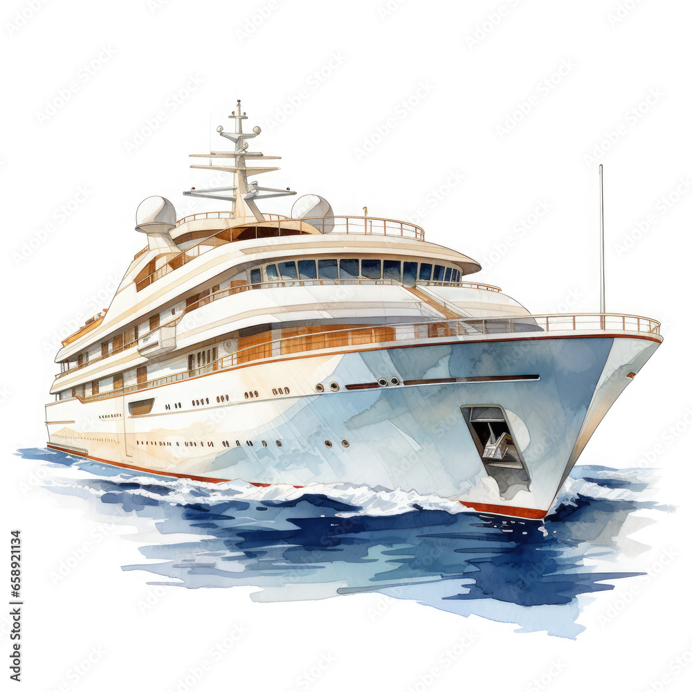 Naklejka premium luxurious boat ship Illustration, Generative Ai
