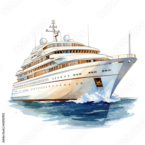 luxurious boat ship Illustration, Generative Ai