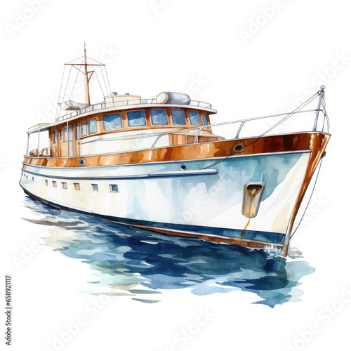 luxurious boat ship Illustration, Generative Ai