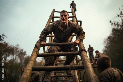 young soldier in military training photo