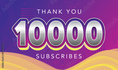 Vector thank you 10000 subscribes card Colour thanks for 10k network people