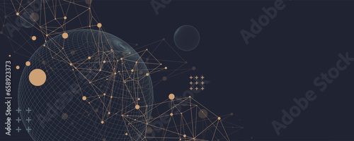 Abstract sphere background with plexus effect. 3D surface.
