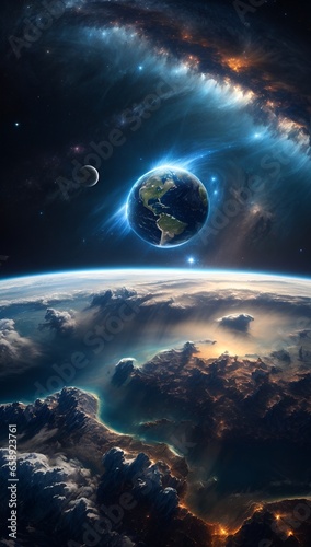 planet in space with earth  hd space wallpaper  Ai generative