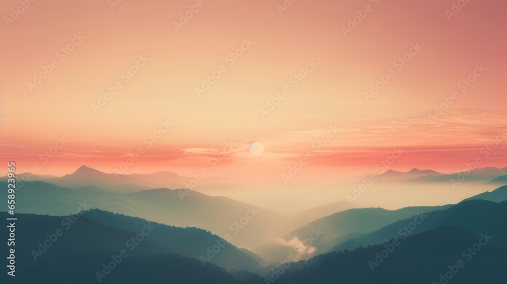 Colorful Sunrise In Mountains, Vintage Effect Applied