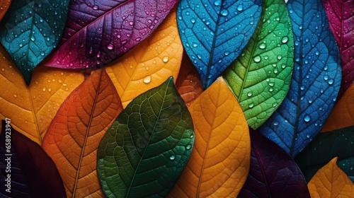 Colorful Macro Leaves Create Textured Background. Сoncept Macro Photography, Colorful Leaves, Textured Background, Nature photo