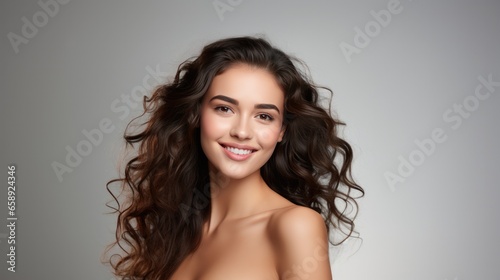 Headshot Of A Cheerful Brunette Woman With A Bright Smile
