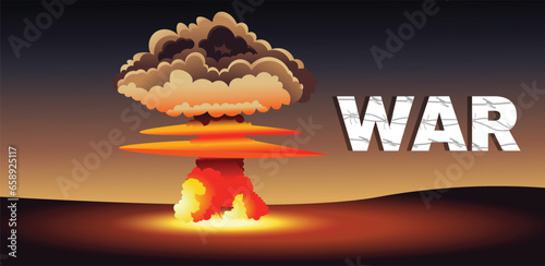 atom bomb war poster illustration dark background