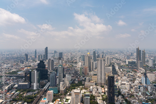 Panoramic Bangkok city view  houses and office skyscrapers