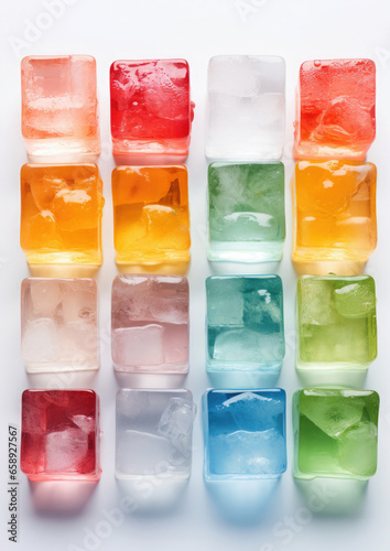 Pastel-colored Ice Cubes Infused with Natural Flavors and Electrolytes for Trendy Cocktails and Enhanced Hydration